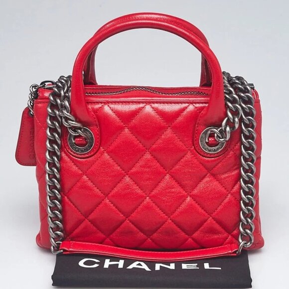 Chanel Red Quilted Leather Small Boy Chained Tote Bag - Picture 12 of 12